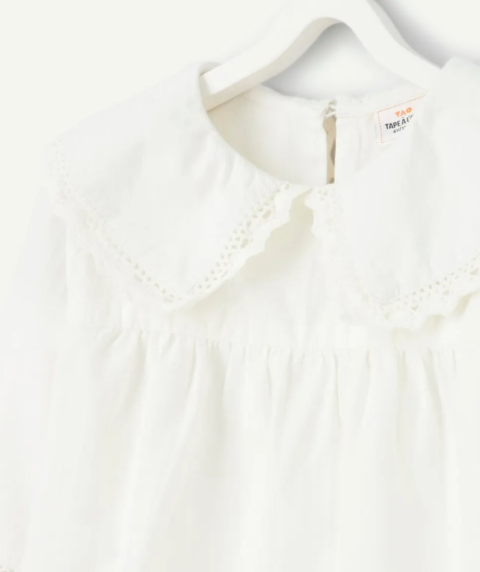 Blouse blanche fille à col claudine