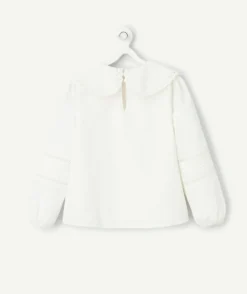 Blouse blanche fille à col claudine