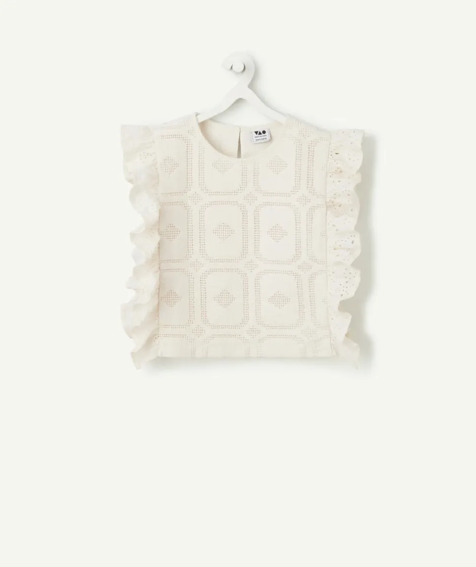 Blouse blanche fille en broderie