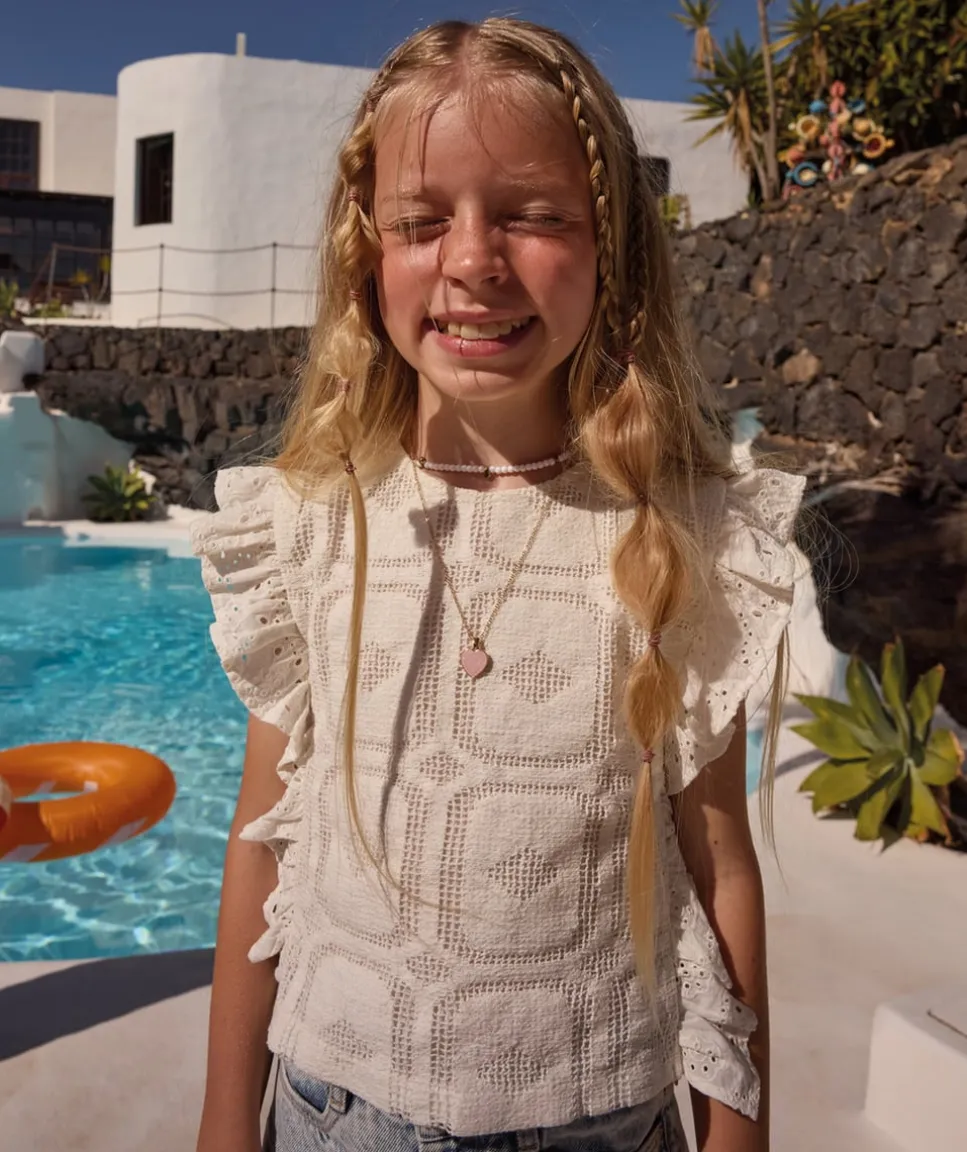 Blouse blanche fille en broderie