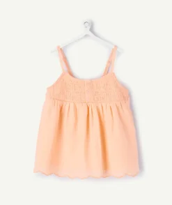 Blouse à bretelles fille orange pastel
