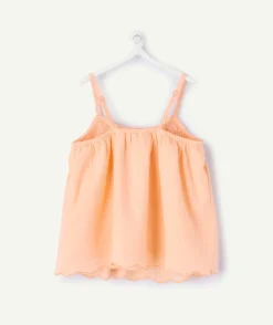 Blouse à bretelles fille orange pastel