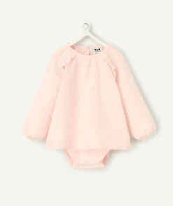 Blouse 2en1 avec body intégré manches longues naissance fille rose