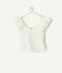 Blouse fille blanche volantée