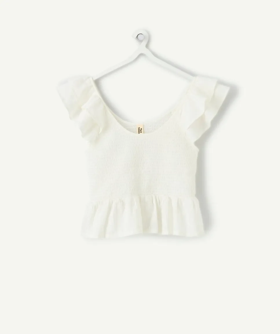 Blouse fille blanche volantée