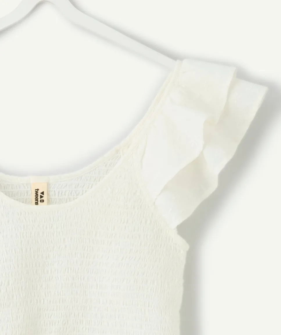 Blouse fille blanche volantée