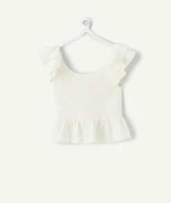Blouse fille blanche volantée