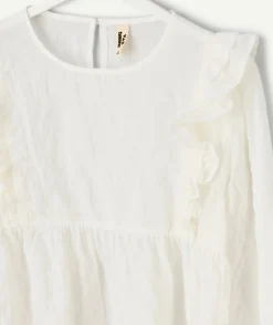Blouse fille blanche à volants