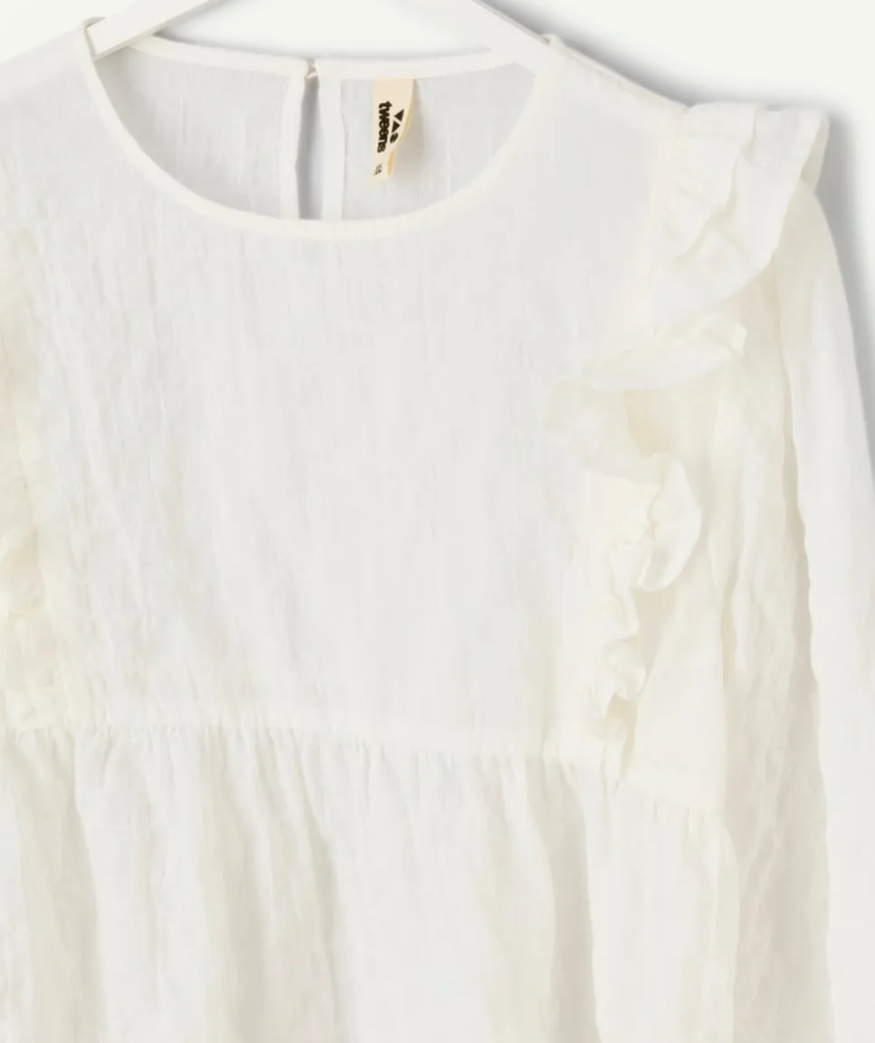 Blouse fille blanche à volants