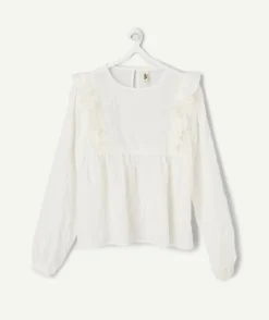 Blouse fille blanche à volants