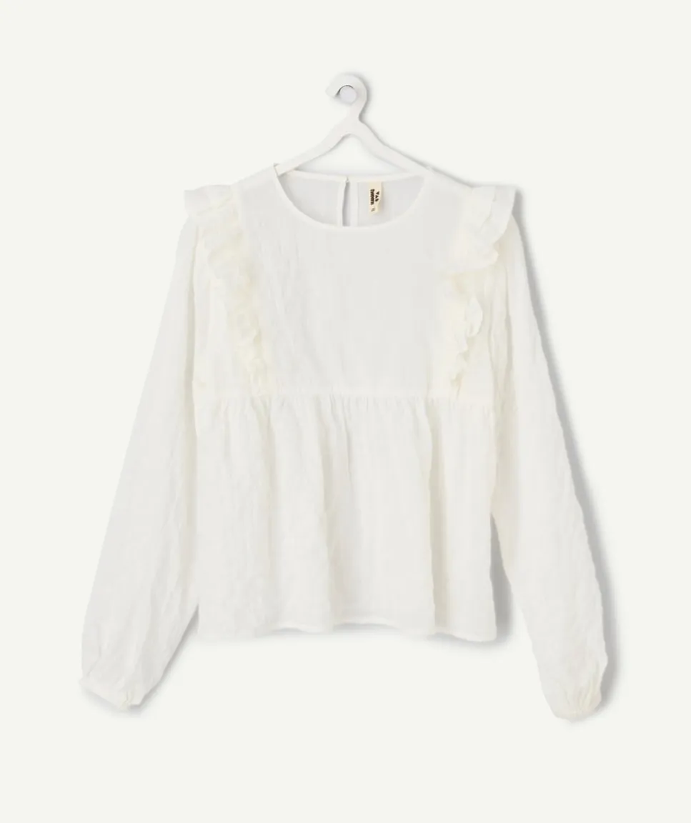 Blouse fille blanche à volants