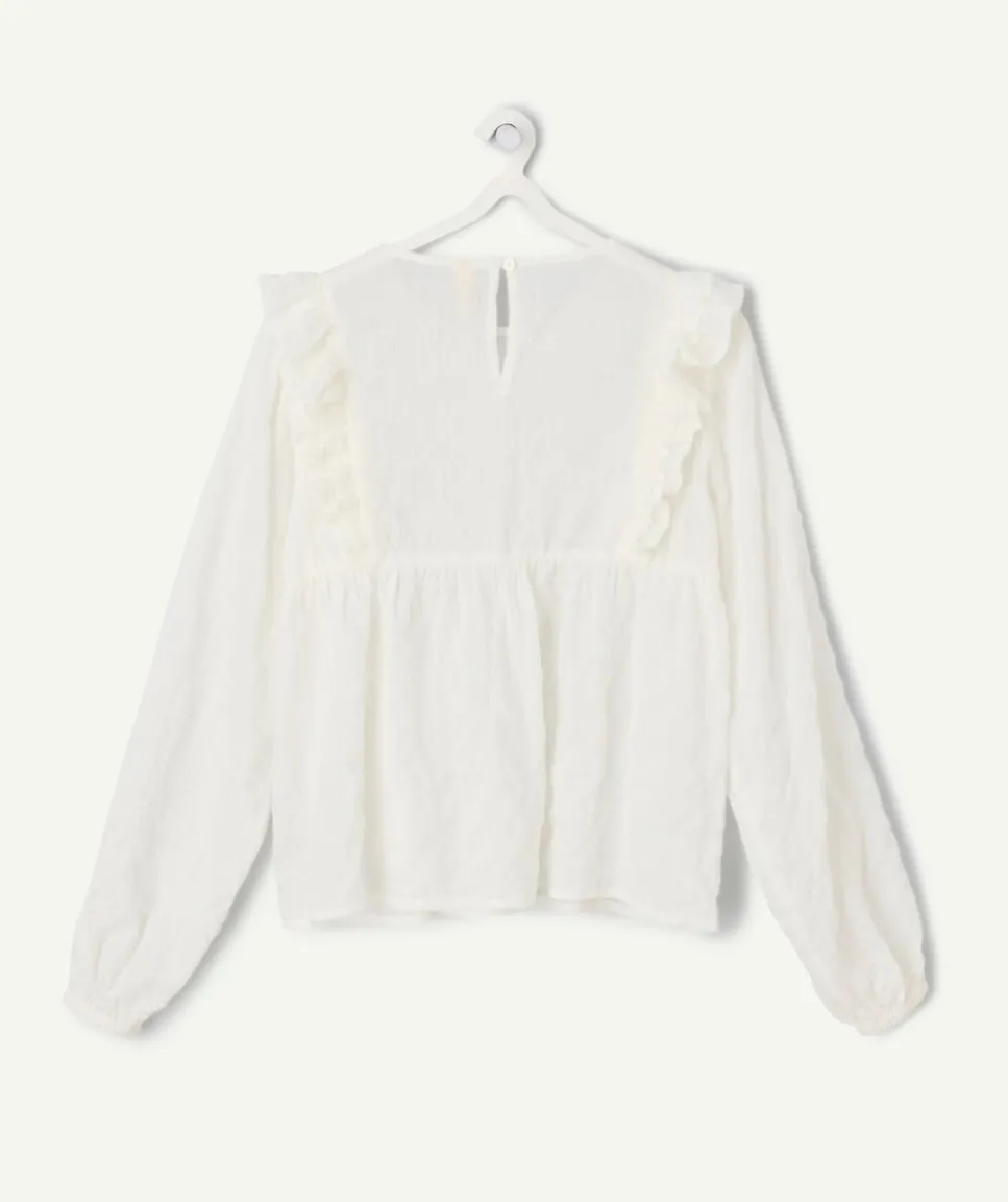Blouse fille blanche à volants