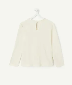 Blouse fille écru avec détails ajourés