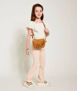 Blouse fille écrue manches volantées