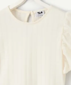 Blouse fille écrue à volants
