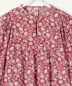 Blouse fille imprimé floral rose