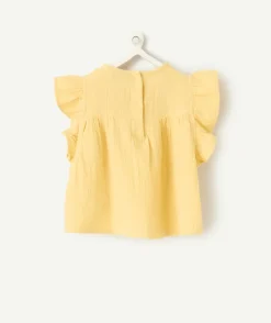 Blouse fille jaune à volants