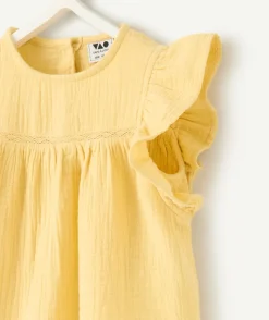 Blouse fille jaune à volants