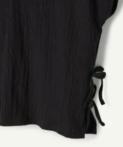 Blouse fille noire détails nœuds