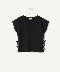 Blouse fille noire détails nœuds