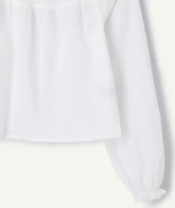 Blouse fille oversize blanche en broderie