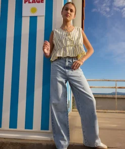 Blouse fille oversize rayé avec nœuds