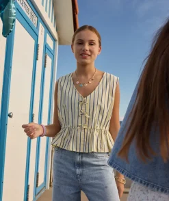 Blouse fille oversize rayé avec nœuds