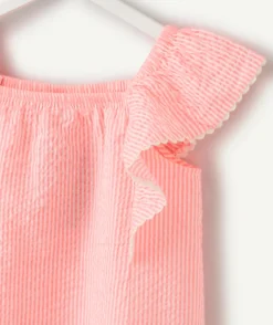 Blouse fille rose à volants