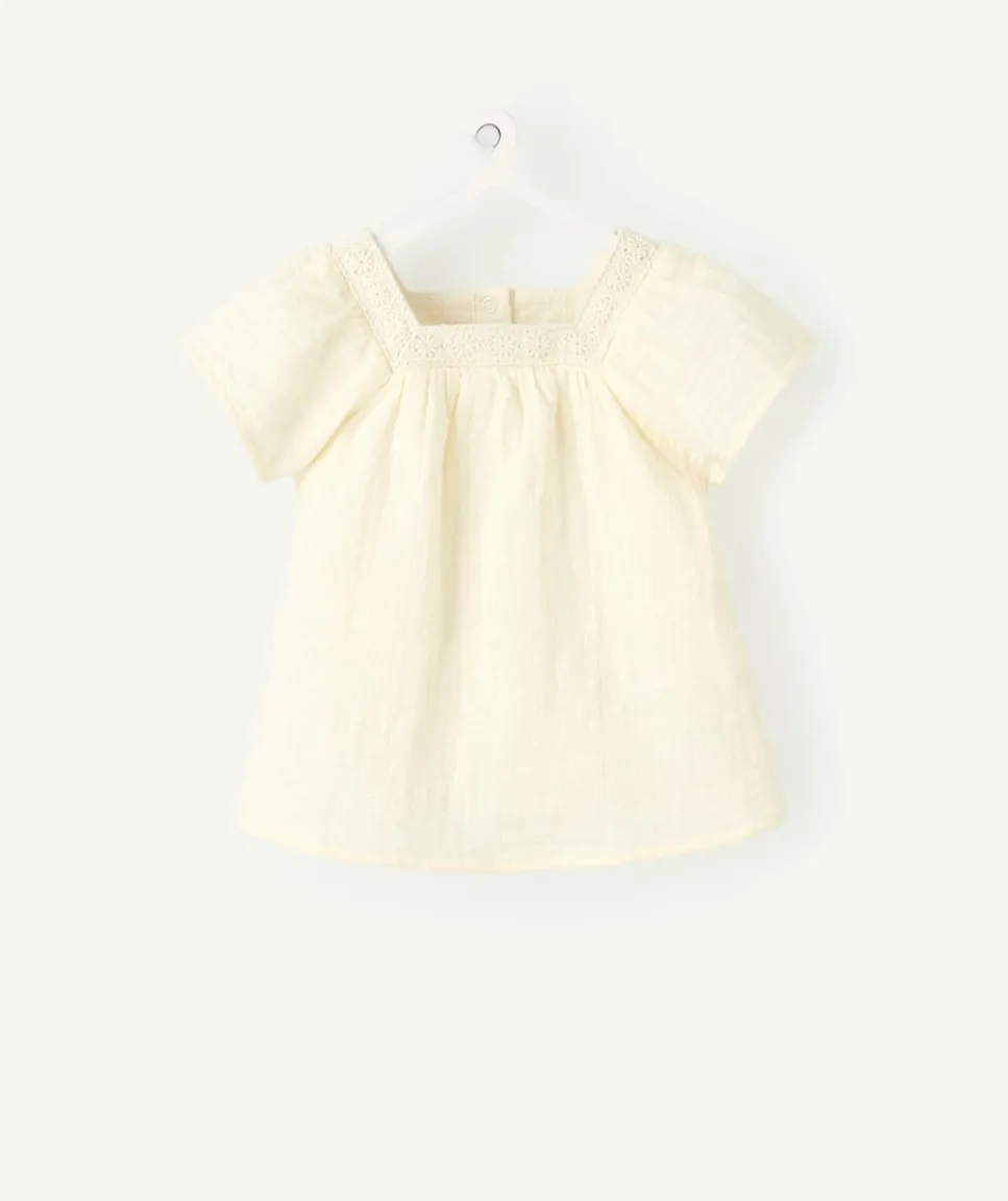 Blouse manches courtes bébé fille écru
