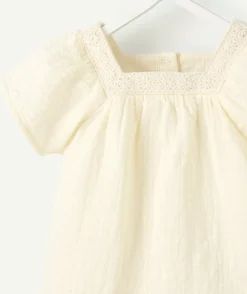 Blouse manches courtes bébé fille écru