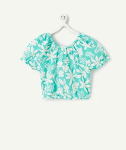 Blouse manches courtes fille imprimé hawaïen