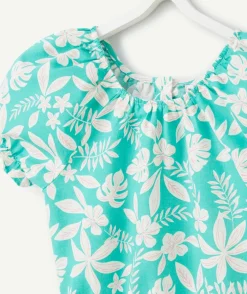 Blouse manches courtes fille imprimé hawaïen