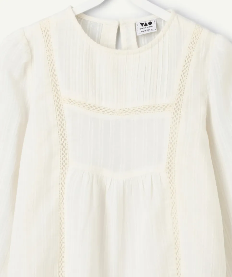 Blouse manches longues blanche fille