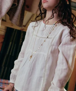 Blouse manches longues blanche fille