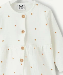 Blouse naissance fille blanc imprimé cœur
