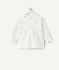Blouse naissance fille blanc imprimé cœur