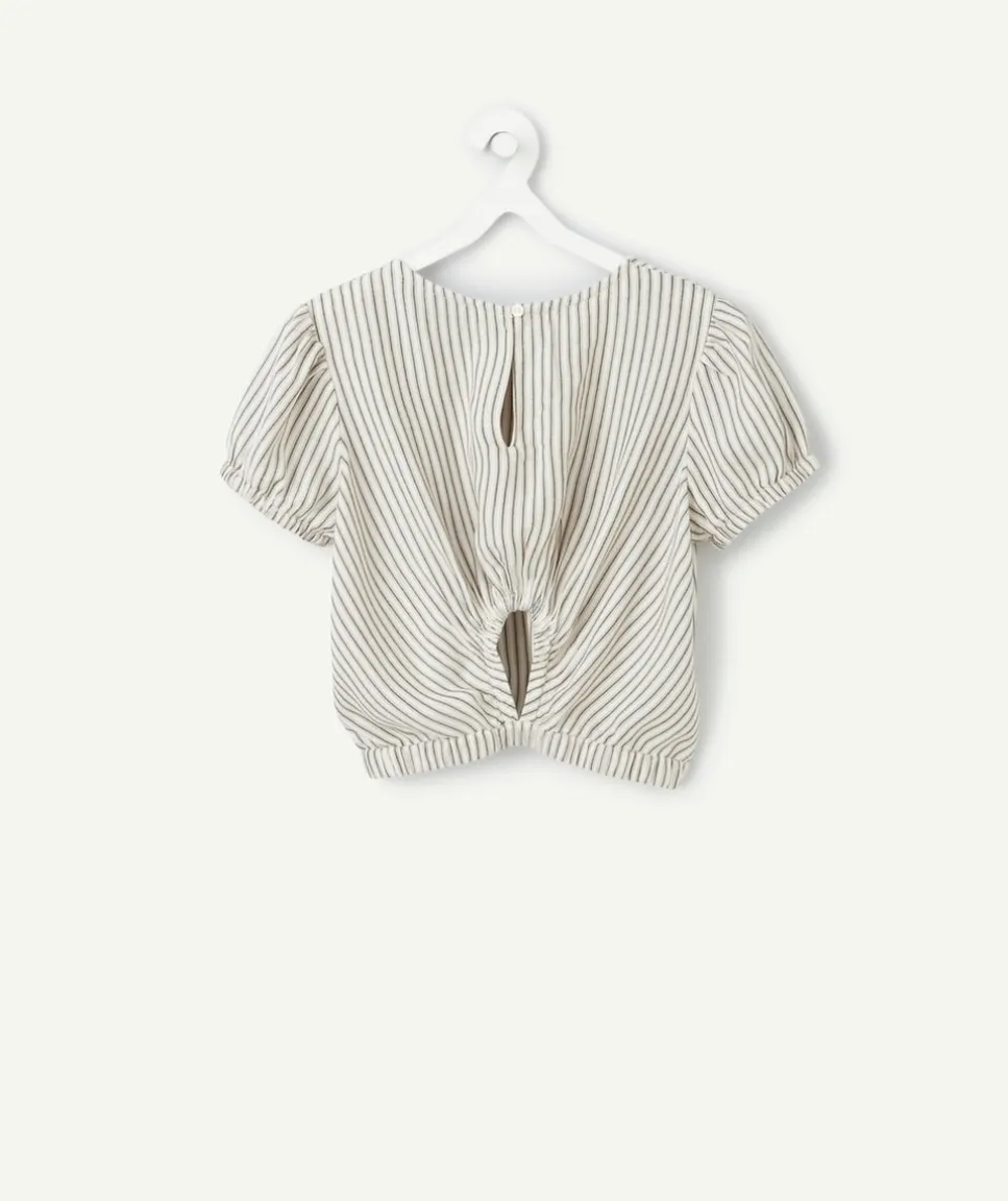 Blouse rayée grise et blanche fille