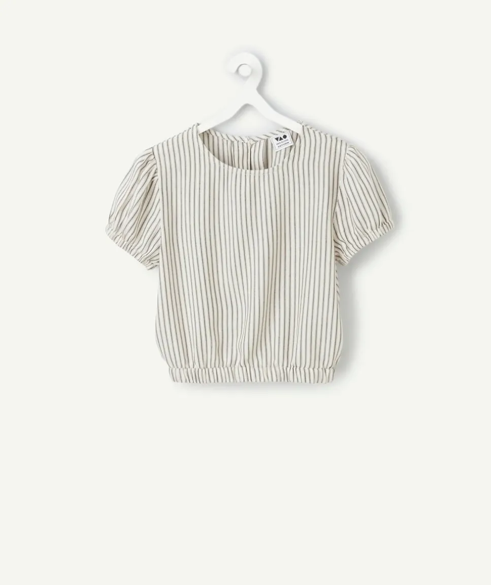 Blouse rayée grise et blanche fille