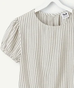 Blouse rayée grise et blanche fille