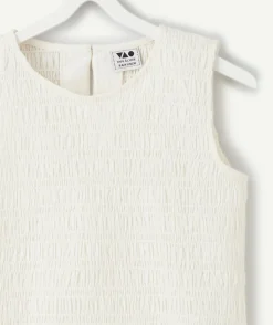 Blouse sans manches fille écru à volants
