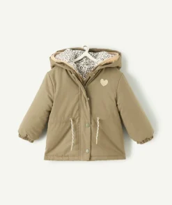 Blouson bébé fille kaki et beige 3en1 amovible