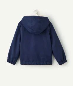 Blouson fille bleu capuche doublure peluche