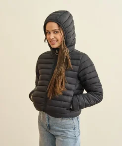 Blouson fille à capuche noir
