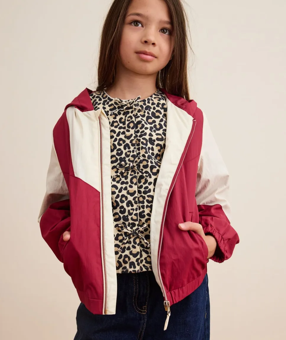 Blouson fille colorblock avec capuche
