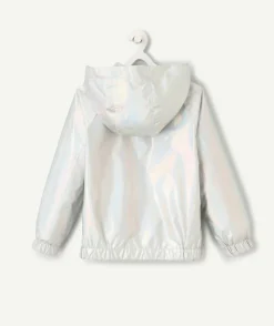 Blouson fille holographique à capuche