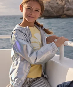 Blouson fille holographique à capuche