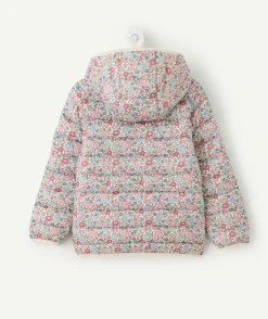 Blouson fille matelassé imprimé fleuri zippé