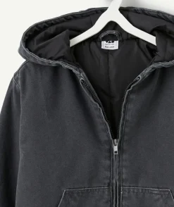 Blouson garçon avec capuche gris zippée