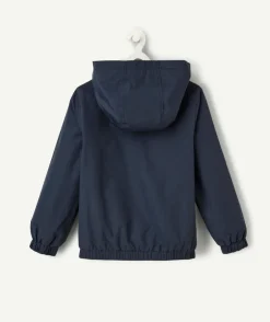 Blouson garçon bleu marine à capuche