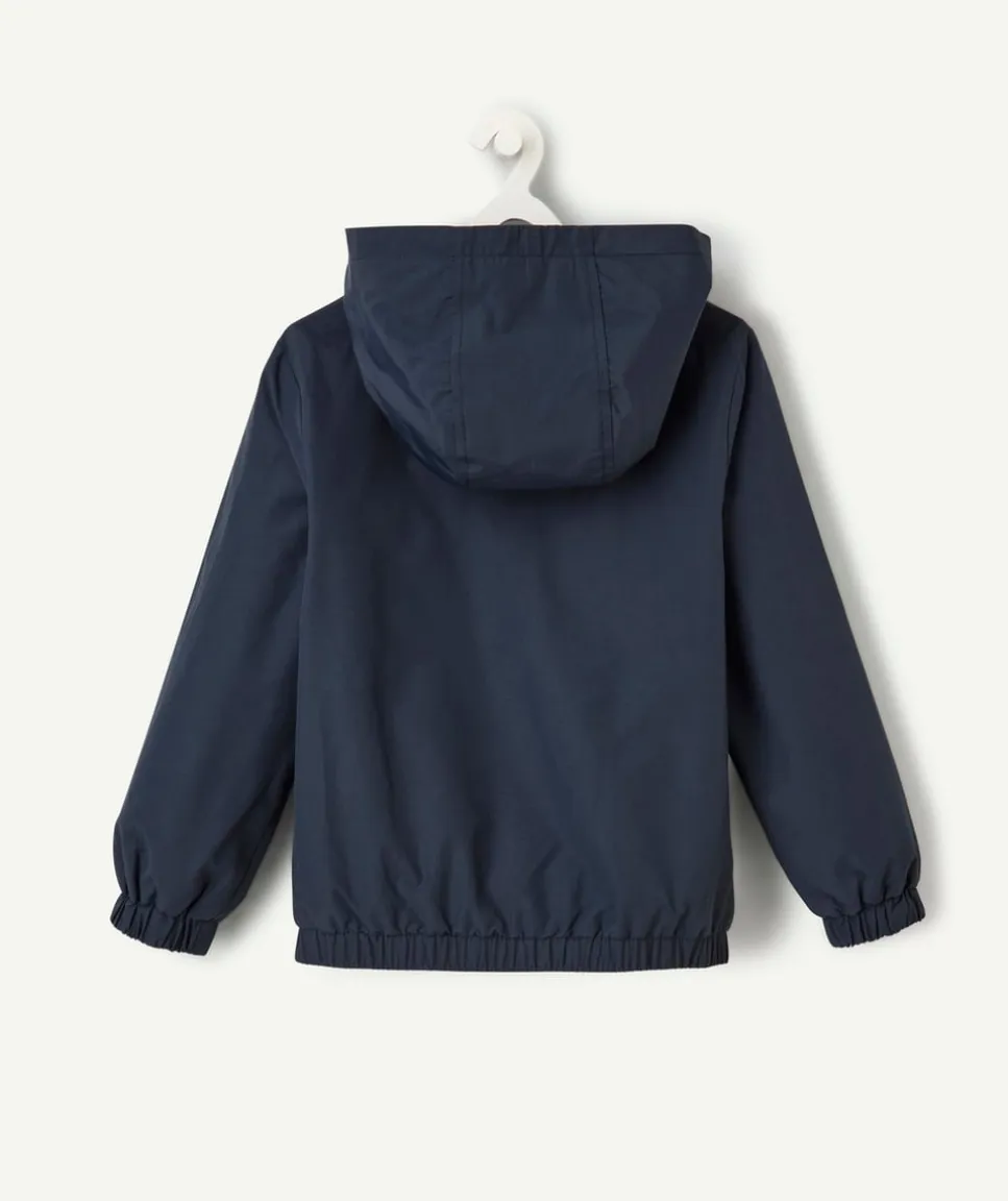 Blouson garçon bleu marine à capuche